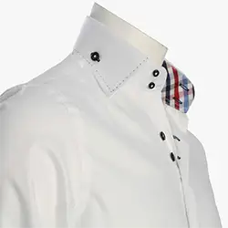 1009, Men's White Shirt with two buttons collar