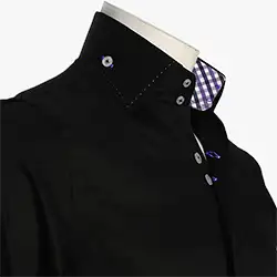color: Men's Black Shirt with Two Buttons Collar