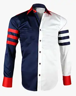 1064, Men's Navy and White Print Formal Shirt