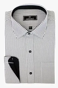 51-EF-271110C, Black/White Stripes With Black Inner Cuff & Collar