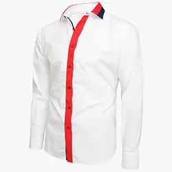10180, Men's White Multi Colour Collar Regular Fit Formal Shirt