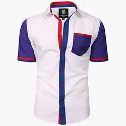 10157, Men's Italian Style Short Sleeve Regular Fit Shirt White