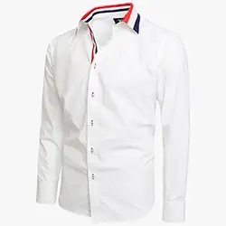 10179, Men's White Triple Colour Collar Regular Fit Formal Shirt