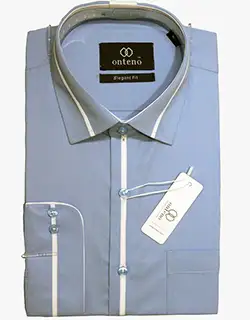 U13, Blue Elegant Fit Shirt with White Contrasts Blue Elegant Fit Shirt with White Contrasts