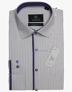 U16, White shirt with purpal striped inner collar & piping White shirt with purpal striped inner collar & piping