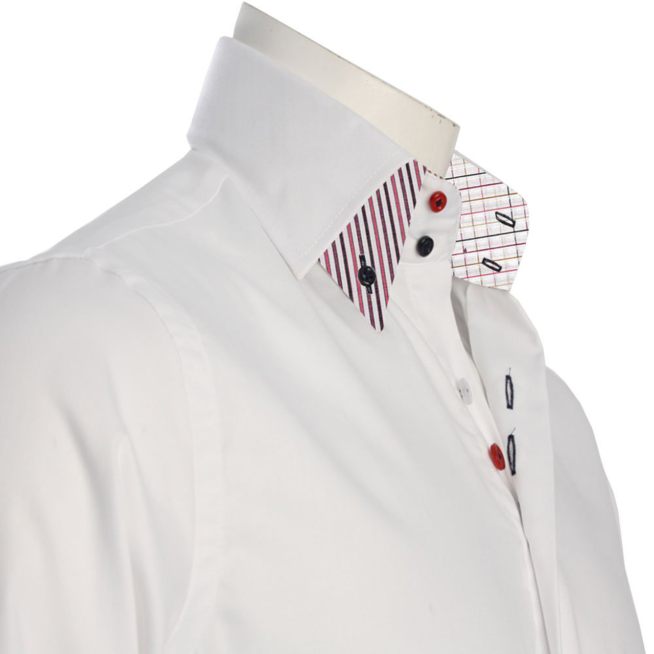 Men&#39;s Double Button Collar White Shirt