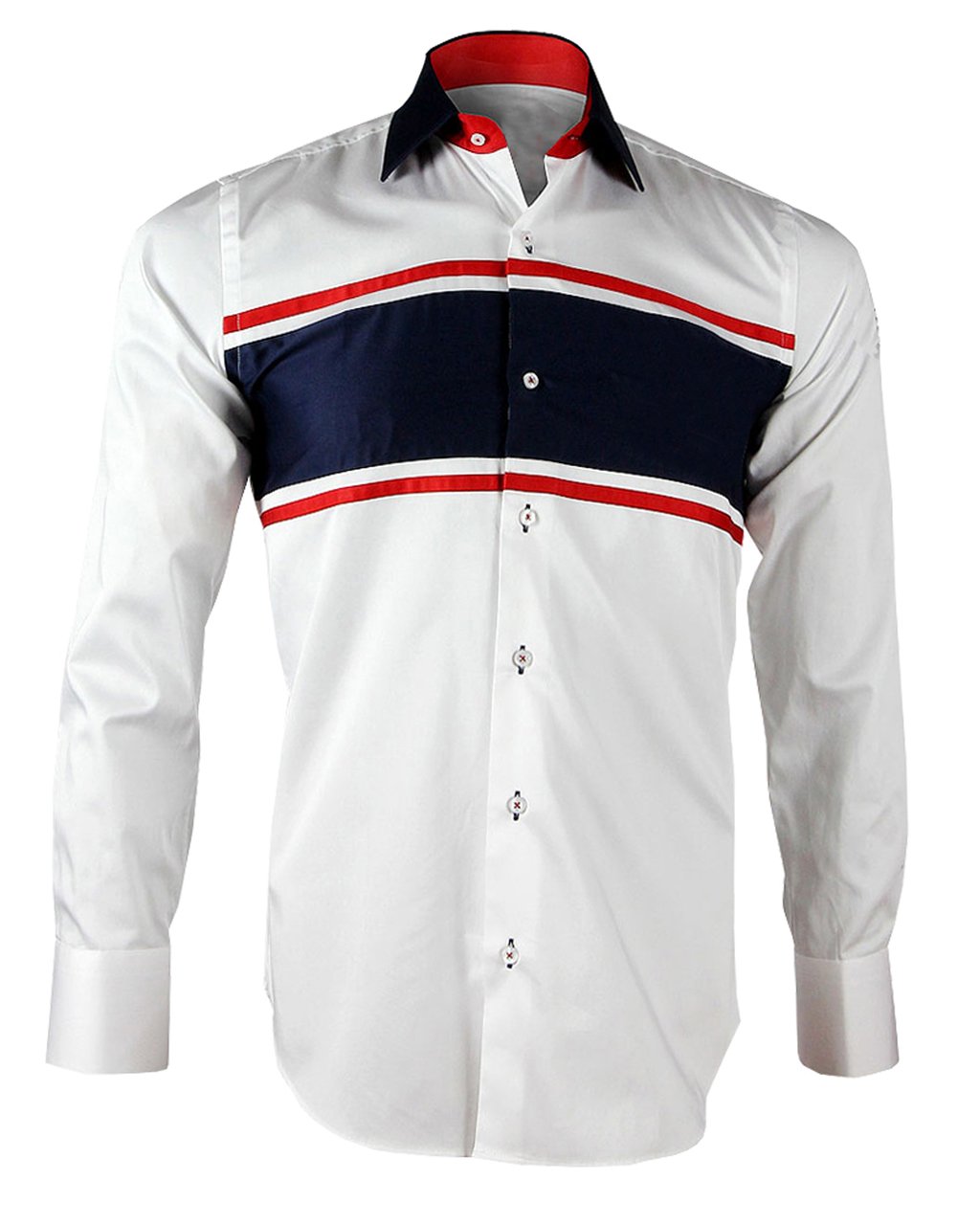 Navy Stripe Print Formal Shirt