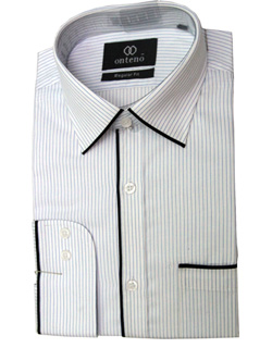 Light Blue/White Shirt with Black Piping