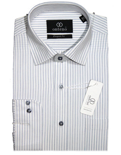white shirt with grey striped
