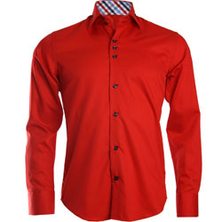 Men's Double Button Collar Red Shirt