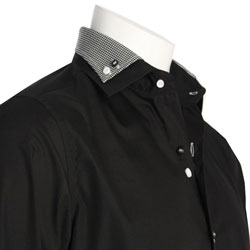 Men's Designer Double Collar Black Shirt