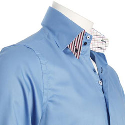 Men's blue shirt with two buttons collar