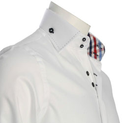 Men's White Shirt with two buttons collar