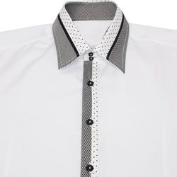 Men's Designer White Polka Dot and Striped Collar Formal Shirt