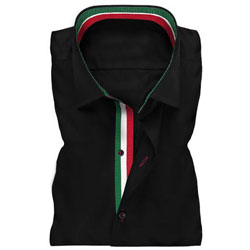 Men's Black Ribbon Collar Formal Shirt