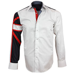 Men's Italian Style White Union Jack Print Formal Shirt
