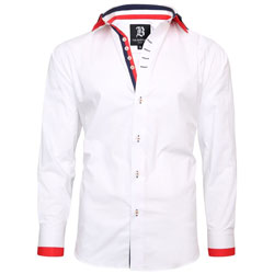 Men's Italian Style White Triple Collar Regular Fit Formal Shirt