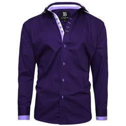 Men's Italian Style Purple Triple Collar Regular Fit Formal Shirt