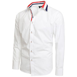 Men's White Triple Colour Collar Regular Fit Formal Shirt